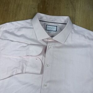 Charles Tyrwhitt Big & Tall Long Sleeve Dress Shirt Mens 20 37 Pink Micro Check